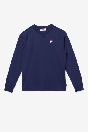 FILA Flynn Long Sleeve Tee Shirts Navy,Womens Clothing | CA.UBYGEP987